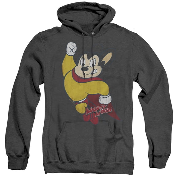 Mighty Mouse Classic Hero Adult Heather Hoodie Sweatshirt Black