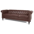 thumbnail image 2 of 82.5 Inch Width Traditional Square Arm removable cushion 3 seater Sofa Dark Brown, 2 of 7