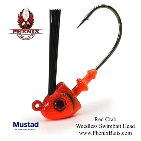 Phenix Vengeance Weedless Swimbait Heads - Red Crab / Red Craw (2-pack) Closeout