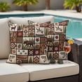 thumbnail image 4 of Country Patch Plaid Outdoor Waterproof Pillow Covers, Brown Farmhouse Retro Bear Deer Cabin Decorative Square Throw Pillowcase Sofa Cushion Sham for Patio/Couch/Chair, 24"x24" 2 Pack, 4 of 8