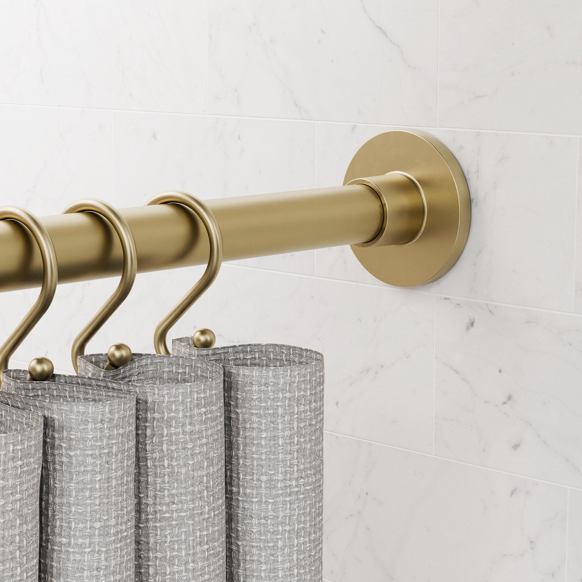 Better Homes & Gardens Rustproof 43” to 72” Adjustable Tension Modern Shower Curtain Rod, Brass