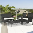 thumbnail image 4 of HAPPYGRILL 8 Pieces Patio Furniture Set Rattan Wicker Conversation Set with Tempered Glass Top Table, Outdoor Wicker Sofa Set with Removable Cushions for Poolside Garden Backyard, 4 of 18