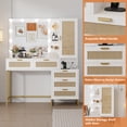 thumbnail image 3 of EDTara White & Gold Vanity Desk with LED Lighted Mirror, 5 Storage Drawers, Modern Makeup Table**, 3 of 8