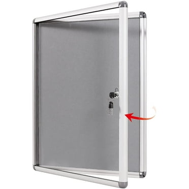 Swansea Fabric Bulletin Board Enclosed Wall-mounted Display Case for Office Classroom Home,26x20inch(4xA4)