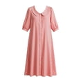 thumbnail image 6 of Guieoi Summer Dresses for Women Plus Size Collared Mid-Sleeve Side-Slit Striped Dress with Pockets Pink XL, 6 of 6