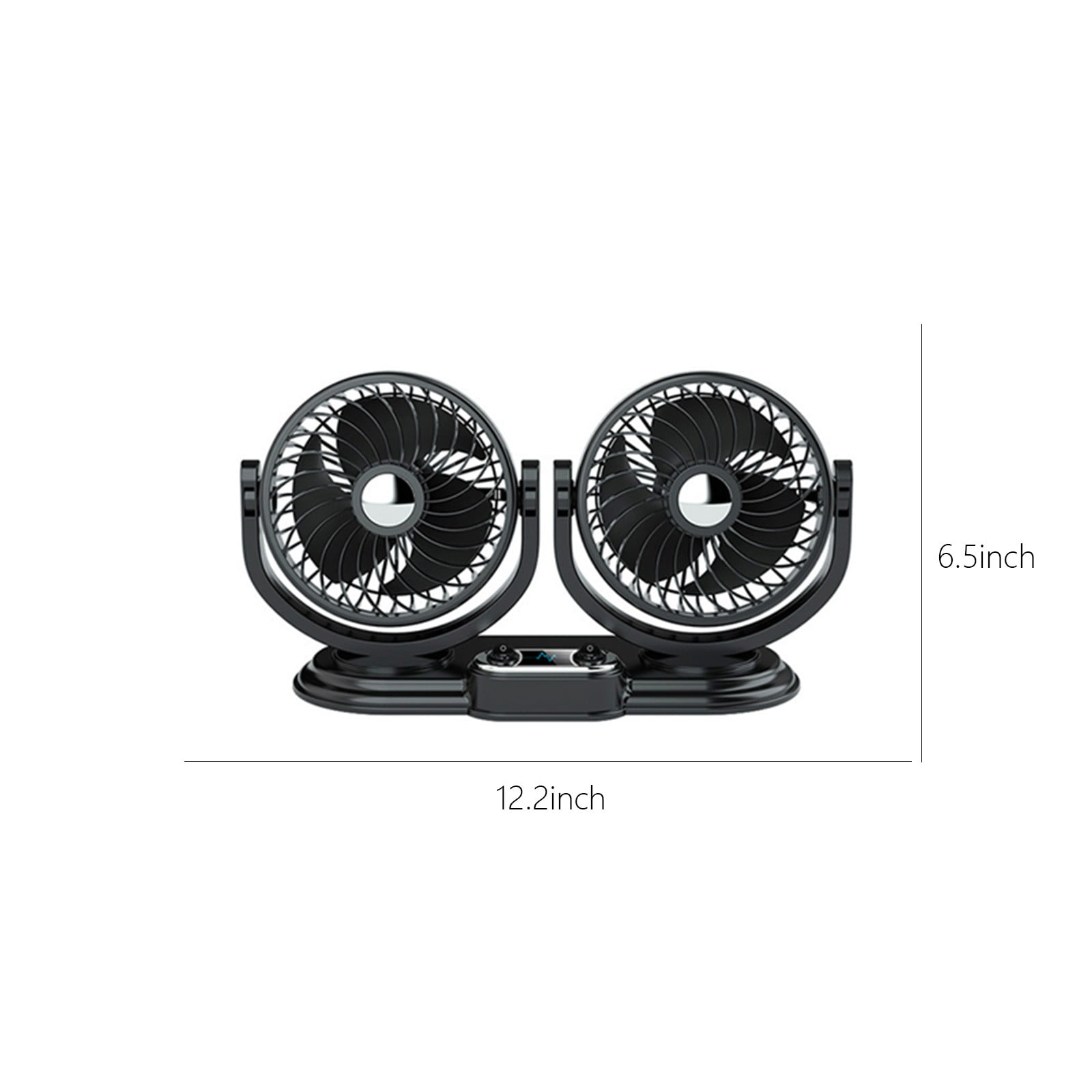 Car Fan, ZzCityTK Dual Head Folding Car Fan, Powerful 2-Speed USB Dashboard Fan for Trucks with 360° Rotation, Black