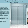 thumbnail image 2 of 56" - 60" W x 76" H Frameless Soft-closing Single Sliding Shower Door, 1/4" (6mm) Tempered Glass with Explosion-proof Coating via Express Delivery, Chrome 24D01-60CHX, 2 of 9