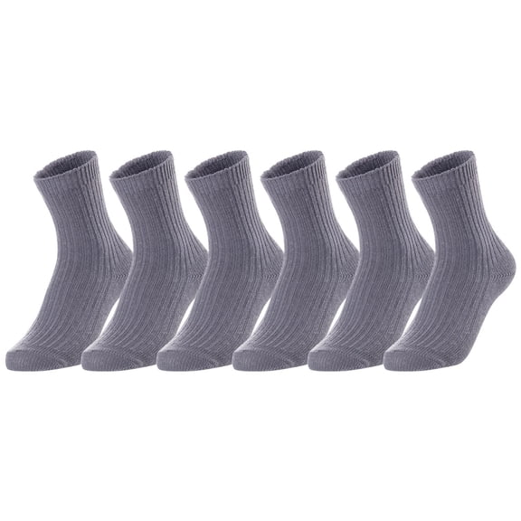 Lovely Annie Unisex Children's 6 Pairs Thick & Warm, Comfy, Durable Wool Crew Socks. Perfect as Winter Snow Sock and All Seasons LK08 Size 0Y-2Y (Grey)
