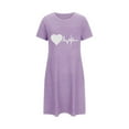 thumbnail image 4 of Tnhcen Women's Plus Size Heart Print Sleepshirt Short Nightgown with Round Neck Double Brushed Fleece Sleepwear Soft Milk Silk Nightdress Comfortable Short Sleeve Nightie S-2XL, 4 of 6