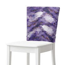 Xoenoiee Purple Marble Print Chair Back Covers for Dining Chairs Anti-Wrinkle Seat Protector Removable Chair Slipcover for Kitchen/Banquet/Party, 20 x 19 Inch, 1 Pack