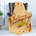 thumbnail image 4 of Thanksgiving Soft Flannel Fleece Throw Blanket, Children in Costume Preserving Indigenous Heritage, Cozy Plush for Indoor and Outdoor Use, 50" x 60", Multicolor and Orange, by Ambesonne, 4 of 5