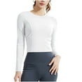 thumbnail image 2 of BLCHUNen Women's Yoga Clothes Long Sleeve Slim Fitted Pullover Crew Neck Breathable Casual Sports Active Gym Athletic Trendy Tops, 2 of 5