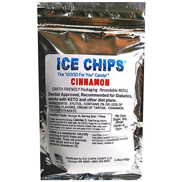 ICE CHIPS Birchwood Xylitol Candy in Large 5.28 oz Resealable Pouch