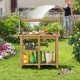 thumbnail image 5 of Onbrill Potting Bench, Outdoor Wooden Potting Bench Table w/Removable Sink, 4 Side Hooks for Garden, 5 of 8