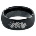 thumbnail image 2 of Tungsten Dia De Los Muertos Day of the Dead Band Ring 8mm Men Women Comfort Fit Black Dome Brushed Polished, 2 of 4