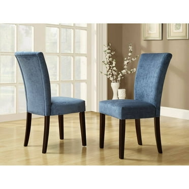 HN Home Tyler Transitional Royal Blue Chenille Parson Chairs - Espresso - Set of 2