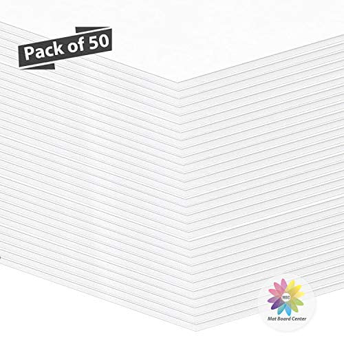 Pack of 50 8x10 1/8 White Foam Core Backing Boards Mat Board Center
