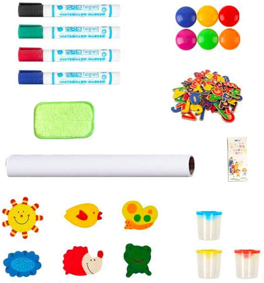 Paint Cups for Writing Kids Beebeerun 3 in 1 Wooden Kids Easel Double-Sided Magnetic Drawing Board White /& Chalkboard Dry Easel with Drawing Axis Bonus Magnetics Numbers Wood Color Paper Roll