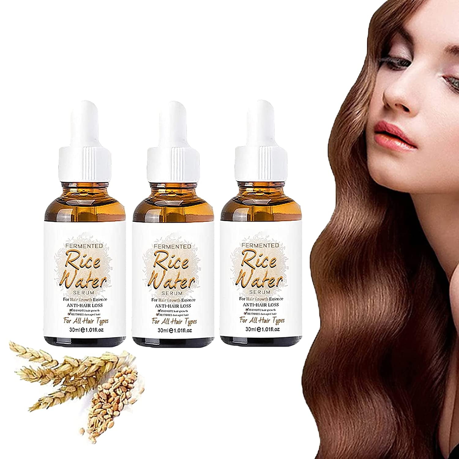 Fermented Rice Water Serum for Hair Growth, Rice Water Hair Growth Oil, Vegan Hair Thickening Moisturizing For Men Women, Thinning Hair and Hair Loss, Anti Hair Loss, Promotes Thicker Oil(30ml-3PCS) Fermented Rice Water Serum for Hair Growth, Rice Water Hair Growth Oil, Vegan Hair Thickening Moisturizing For Men Women, Thinning Hair and Hair Loss, Anti Hair Loss, Promotes Thicker Oil(30ml-3PCS)