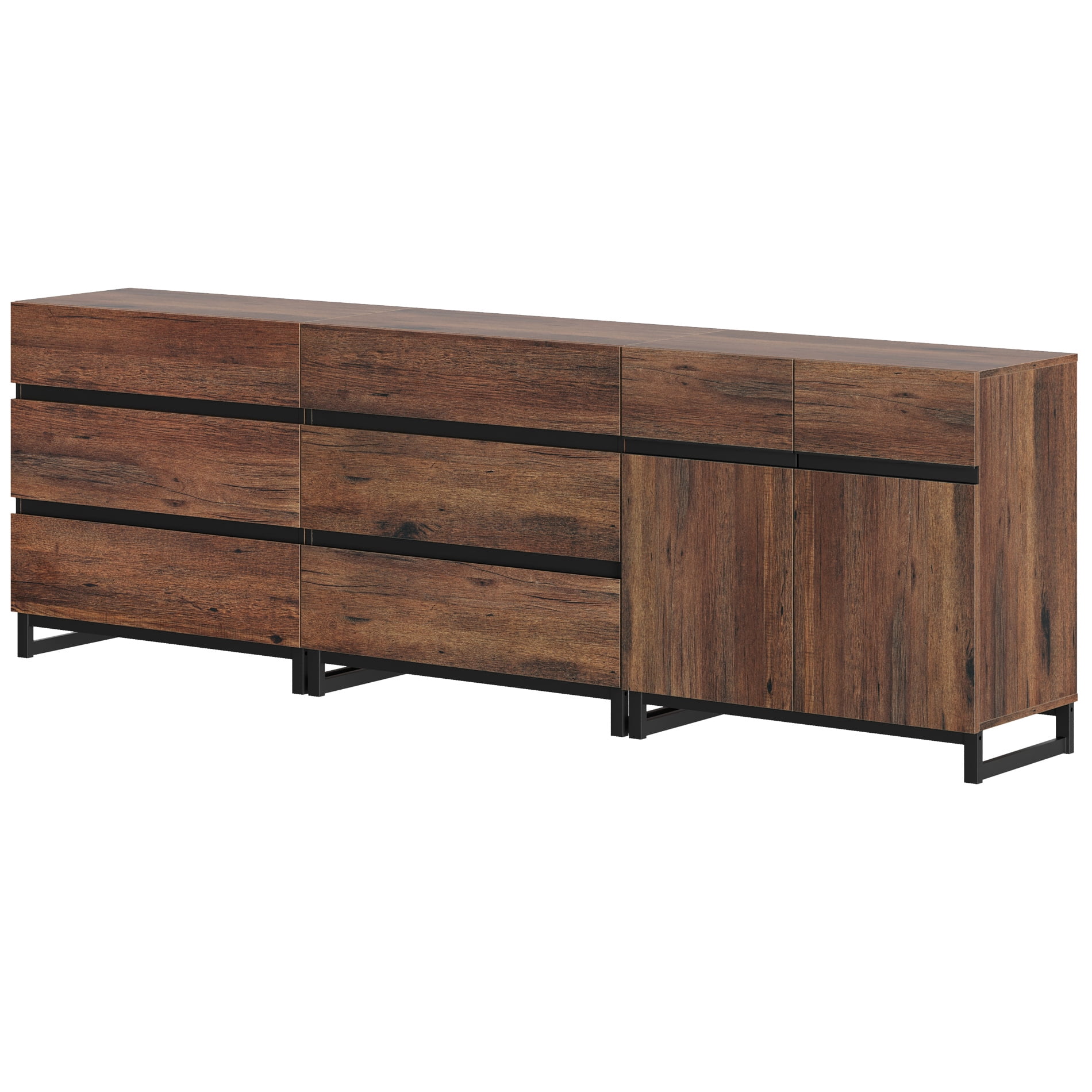 Modern TV Stand For Tvs Up To 100 Inch, 3-In-1 TV Console With Adjustable Shelves And 6 Drawers, Media Console For Living Room And Bedroom,Brown