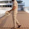 thumbnail image 4 of SOOMLON Mens Beach Outfits Sets Big and Tall Collared Button up Shirts Drawstring Pants with Pockets Summer Clothing Set, 4 of 5