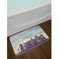 thumbnail image 2 of Fantasy Bath Mat, City with Old Books Style Buildings Birds and Cloudy Sky Literature Cityscape, Non-Slip Plush Mat Bathroom Kitchen Laundry Room Decor, 29.5 X 17.5 Inches, Red and Blue, Ambesonne, 2 of 2