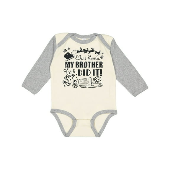 Inktastic Dear Santa, My Brother Did It Funny Christmas Boys or Girls Long Sleeve Baby Bodysuit