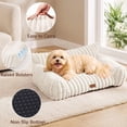 thumbnail image 3 of Exclusivo Mezcla Sofa Pet Bed with Raised Backrest for Small Dogs, 20"x16" Cozy Plush Cord Couch Dog Bed, Removable Washable Cover, Ivory, 3 of 6