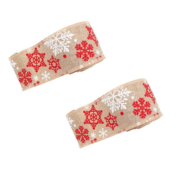 Runskmd 118 INCH 2 Roll Burlap Wired Ribbon Jute Christmas Wired Edge Fabric White Chevron Buffalo Check Gingham Craft Rolls Linen Woven Wreath Decoration Edging Ribbons for Gift Wrapping