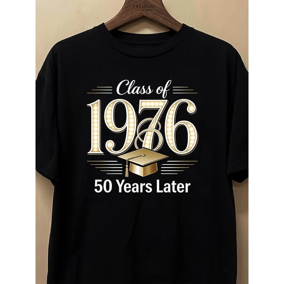 1976 Graduates' 50Th Anniversary Retro College Style Casual Crew Neck Short Sleeve T-Shirt, Suitable for Class Reunions And Everyday Casual Wear, Is a Must-Have Item for Summer