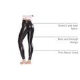 thumbnail image 4 of Leggings Ginasy negros de cuero sintético de tiro alto y elasticidad, 4 of 7