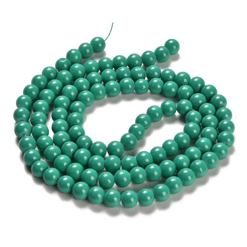20 strand Painted Glass Bead Strands Baking Paint Round Light Sea Green 8mm Hole: 1.3~1.6mm 100pcs/strand 31.4 inch