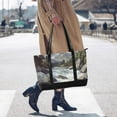 thumbnail image 4 of FORMRS Canvas Laptop Tote Bag for Women with 15.6" Computer Compartments Shoulder Handbag, River and Mountains, 4 of 7