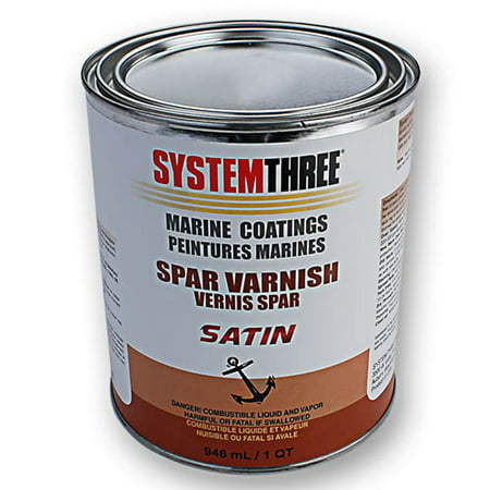 System Three 1855S16 Clear Marine Spar Urethane Varnish Coating, 1 Quart