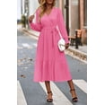 thumbnail image 4 of Vestido PRETTYGARDEN XL Manga Larga Cruzado Cuello en V Rosa, 4 of 7