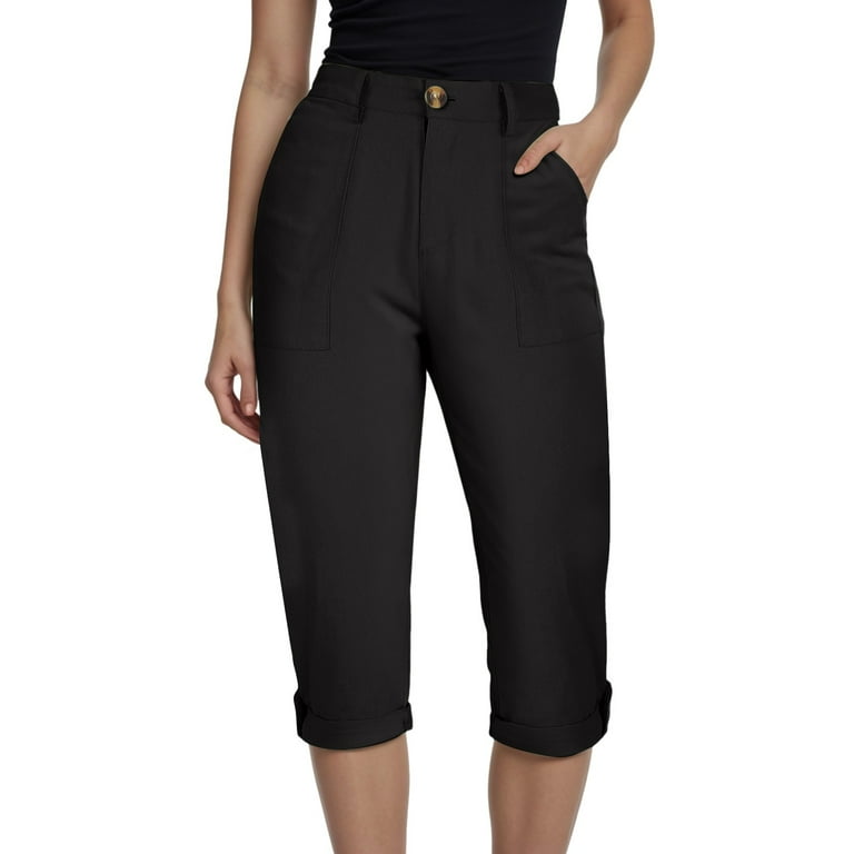 vigerkar Women's Casual Work Capris Pants High Waisted Business