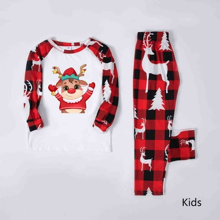 

Cuhas Children s Children Christmas Plaid Print Family Matching Long-Sleeved Top + Pants Set