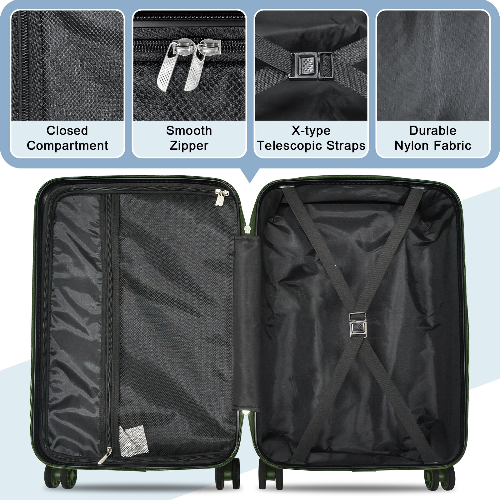 Joyway 6 Piece Hardshell Luggage Set with Spinner Wheels TSA Lock and Scratch-Resistant Finish Durable Lightweight Suitcases