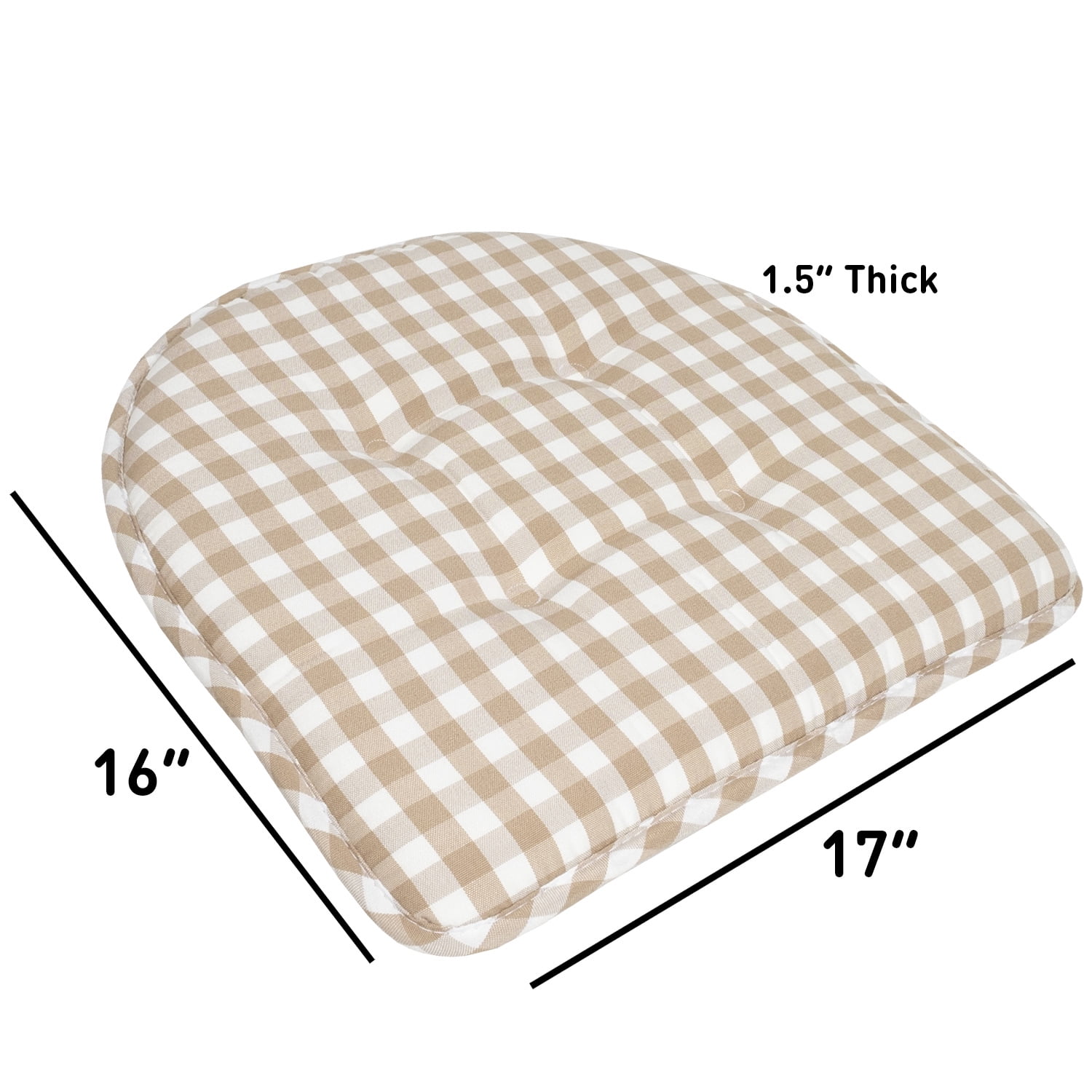 Checkered Memory Foam U-Shape Non-Slip Chair Cushion Pad 2 Pack - Taupe/White