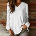 thumbnail image 2 of YUGYXL Women Long Sleeve Shirts Trendy Casual Dressy V Neck Loose Fit Summer Fall Tunic Clothes White Sweatshirt S, 2 of 7
