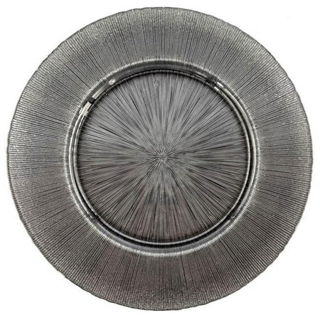 Red Pomegranate Collection 1694-5 13 in. Ritz Glitter Slate Charger Plates - Set of 8