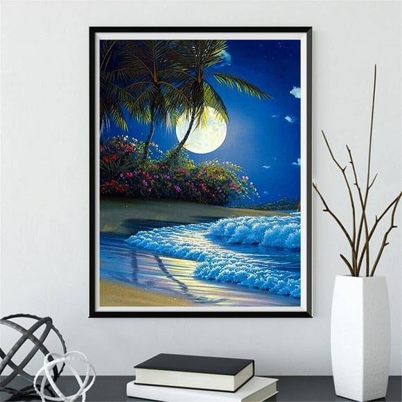 Teissuly 5D Diamond Bright Moon Painting , Picture Supplies Arts