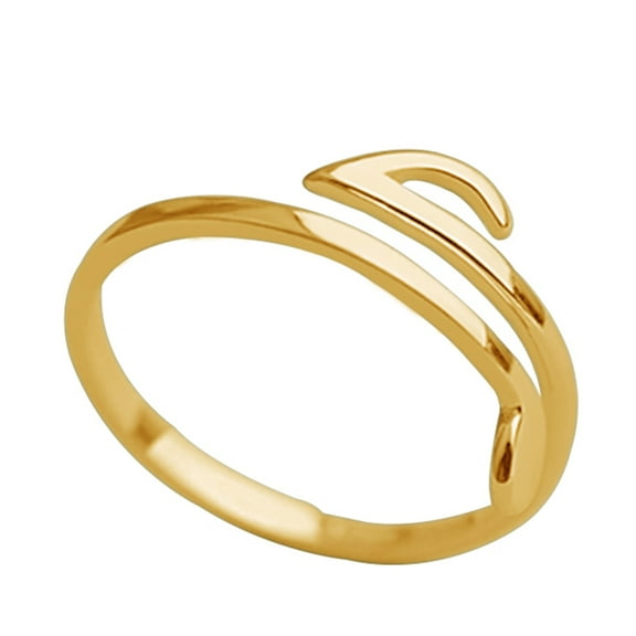 AFFY Bright Music Note Adjustable Anniversary Ring 14K Yellow Gold over Silver