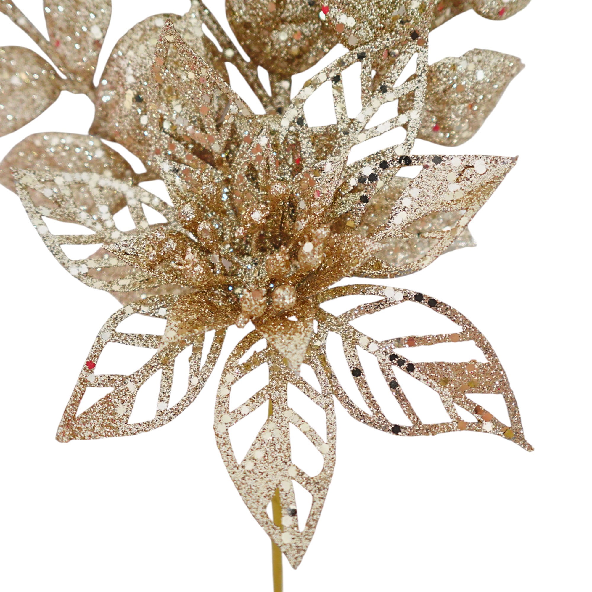 Holiday Time 17IN Gold Leaves with Poinsettia Pick