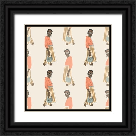 Vess, June Erica 12x12 Black Ornate Wood Framed with Double Matting Museum Art Print Titled - Fashion Vignette Collection F