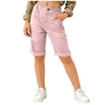 thumbnail image 2 of Cethrio Cotton Linen Shorts for Girl, School Knee Length Casual Elastic Waist Summer Shorts Pink Size 14-16, 2 of 7