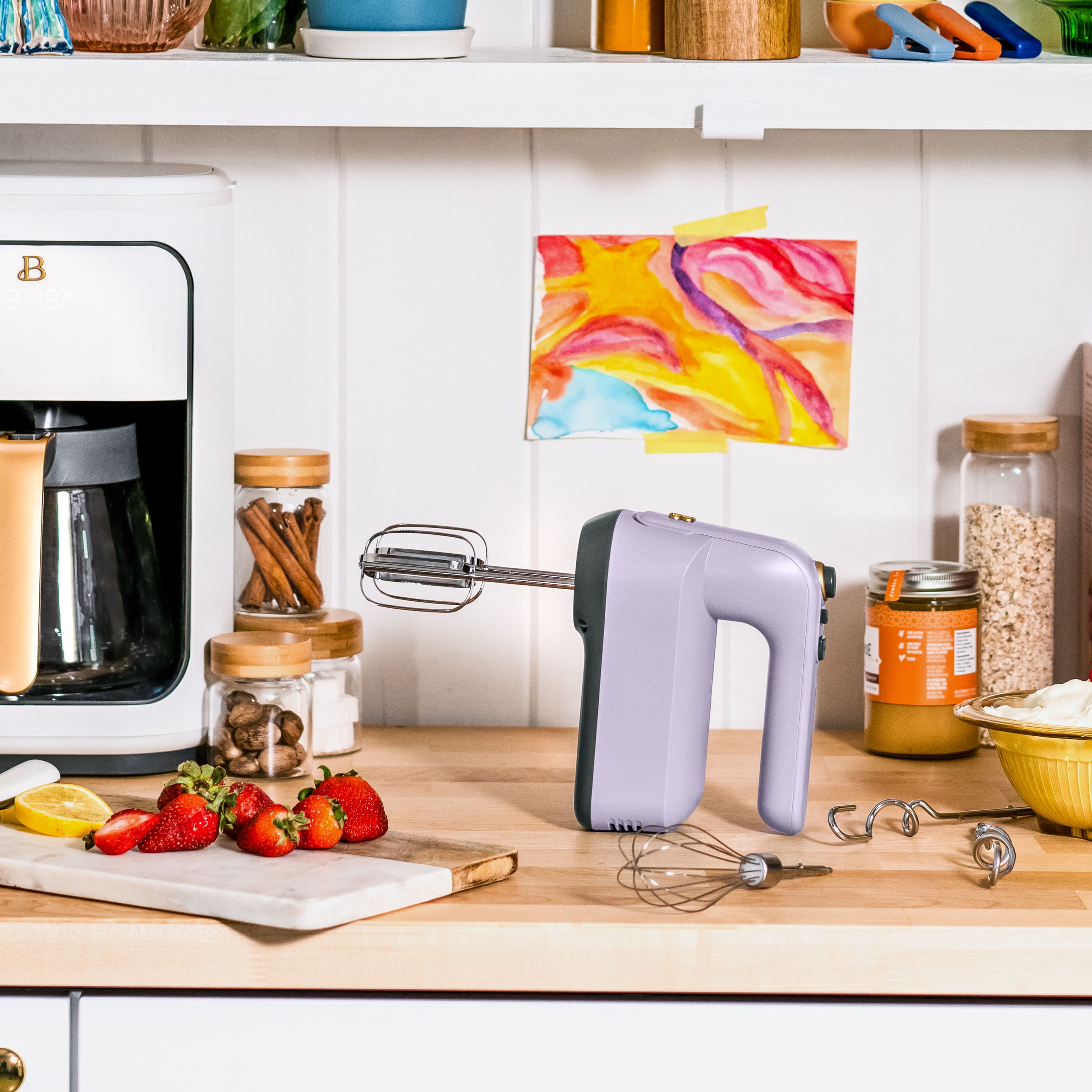 Beautiful 6-Speed Electric Hand Mixer, Lavender by Drew Barrymore