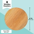 thumbnail image 4 of Juvale Round Acacia Wood Coasters - 8 Pack, 4 in, Brown - Drink Coasters for Coffee & Dining Table Decor - Bar & Home Bar Accessories - Wood Decor, 4 of 10