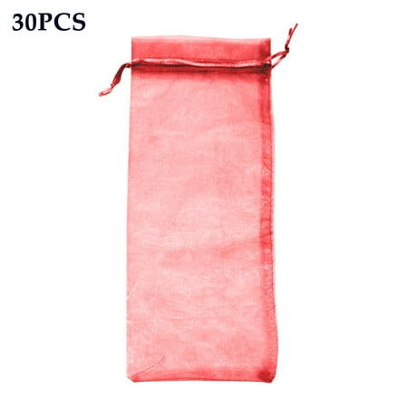 

30pcs Party Organza Bottle Cover Wine Bag Home Drawstring Design Fine Mesh