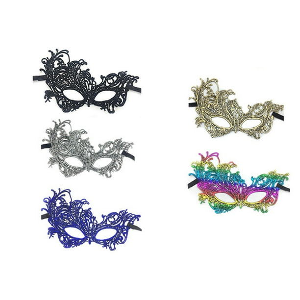 KAKOWELY 6 máscaras de encaje para fiesta de máscaras de mujer, máscara de media cara, decoración para Halloween y Cosplay.